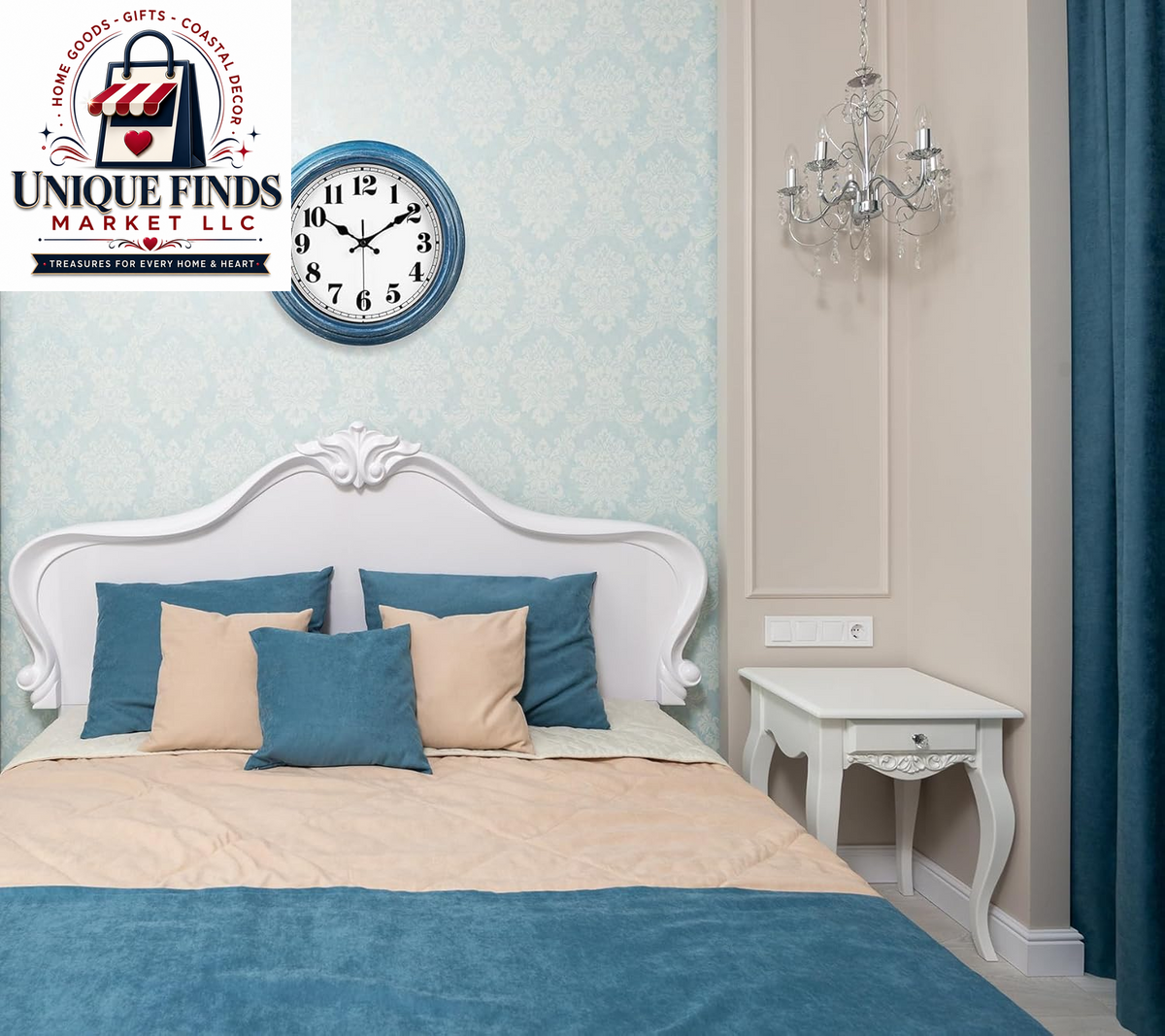 JENLYSTIME 12-Inch Blue Retro Wall Clock