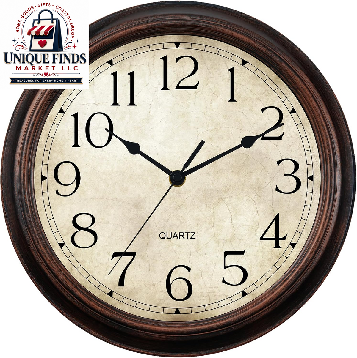 KECYET 12-Inch Battery-Operated Silent Wall Clock for Living Room