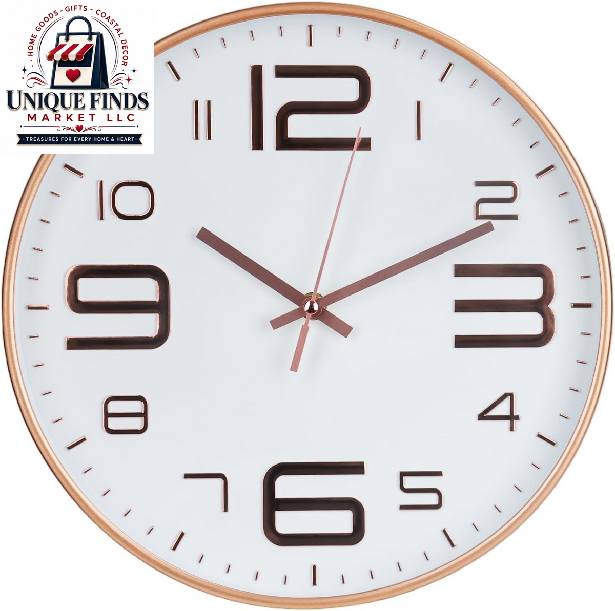 Modern Silent Quartz Wall Clock - Battery Operated, Non-Ticking, 12 Inch Round Decor - Trendy and Practical Design for Office, Home, or School (White-Black)