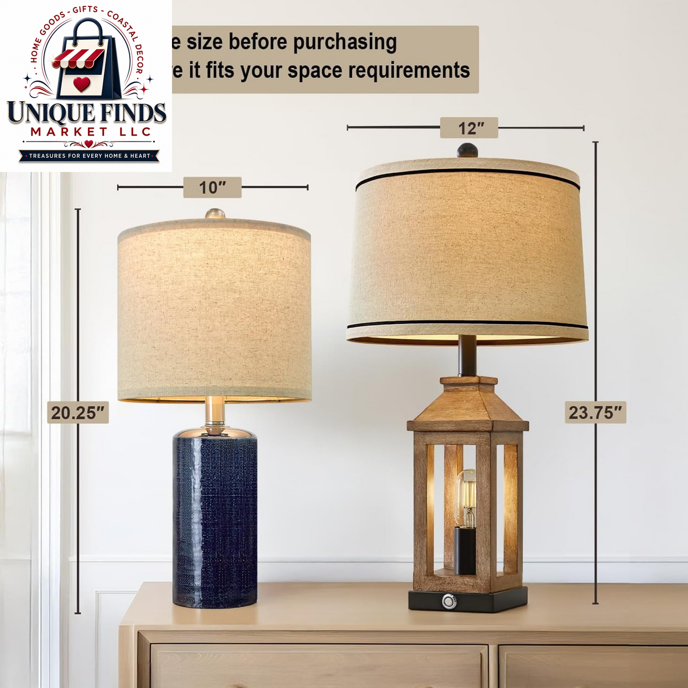 Small Table Lamps Set of 2 for Living Room 20.25" Blue Lamps Bedside Lamps