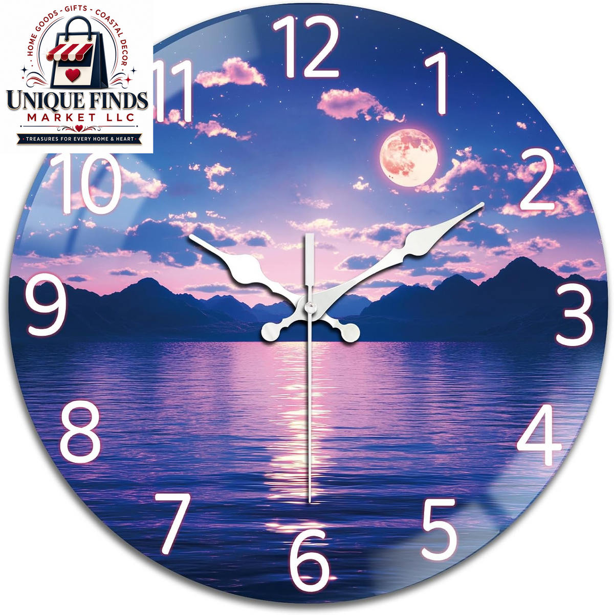 Peacoblue 12" Round Battery-Operated Marble Pattern Wall Clock