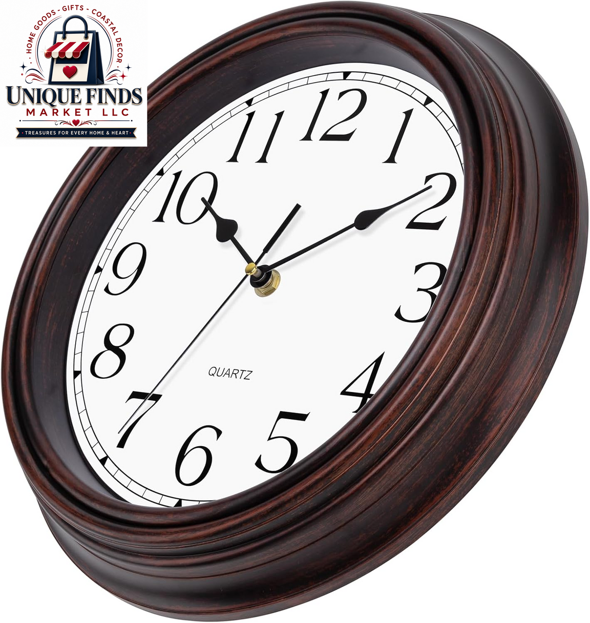 Foxtop 12-Inch Retro Silent Wall Clock - Battery Operated Bronze Finish