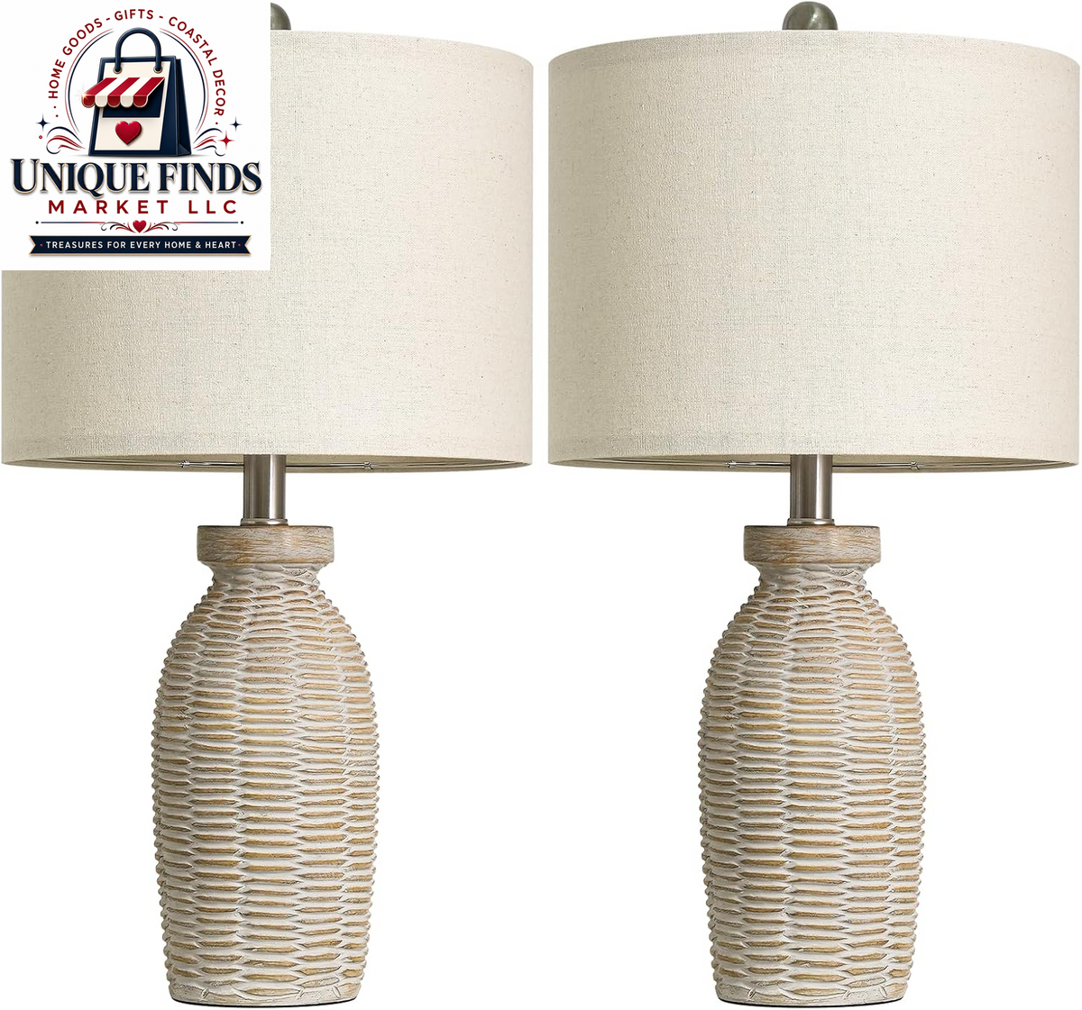 G-SAFAVA Set of 2 Table Lamps for Living Room and Bedroom, 22.75" Bedside Lighting