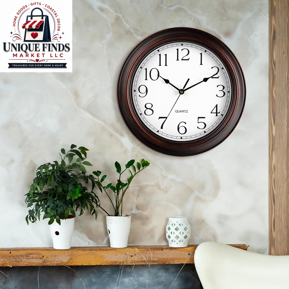 KECYET 12-Inch Battery-Operated Silent Wall Clock for Living Room