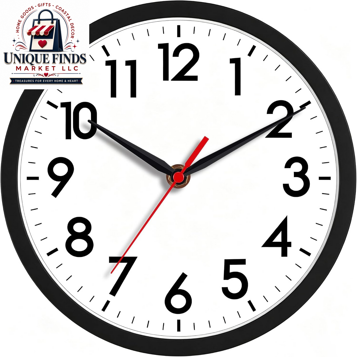 AKCISOT 12-Inch Silent Battery-Operated Analog Wall Clock in Silver