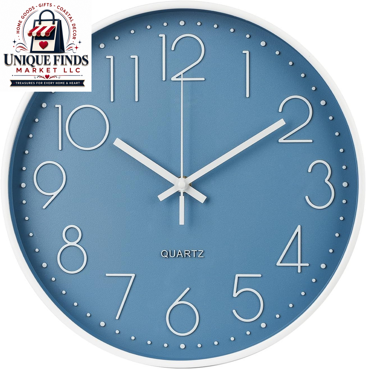 12-Inch Non-Ticking Silent Quartz Wall Clock with Red Stereoscopic Dial - Modern Round Design for Home, Office, School, Living Room, Bedroom, and Kitchen Decor
