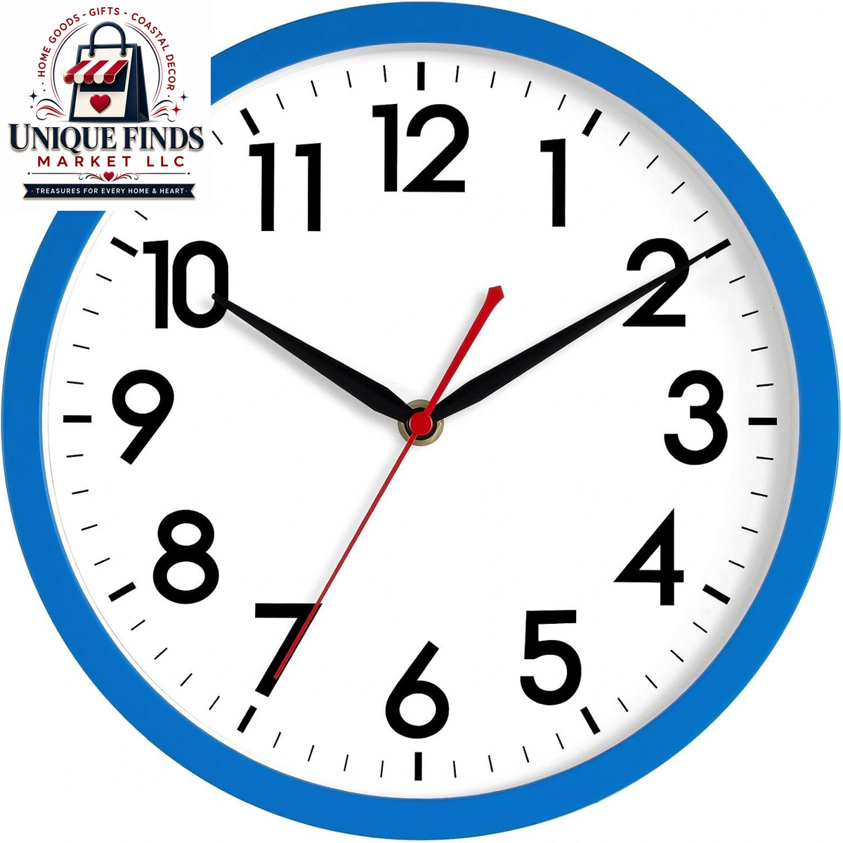 AKCISOT 12-Inch Silent Battery-Operated Analog Wall Clock in Silver