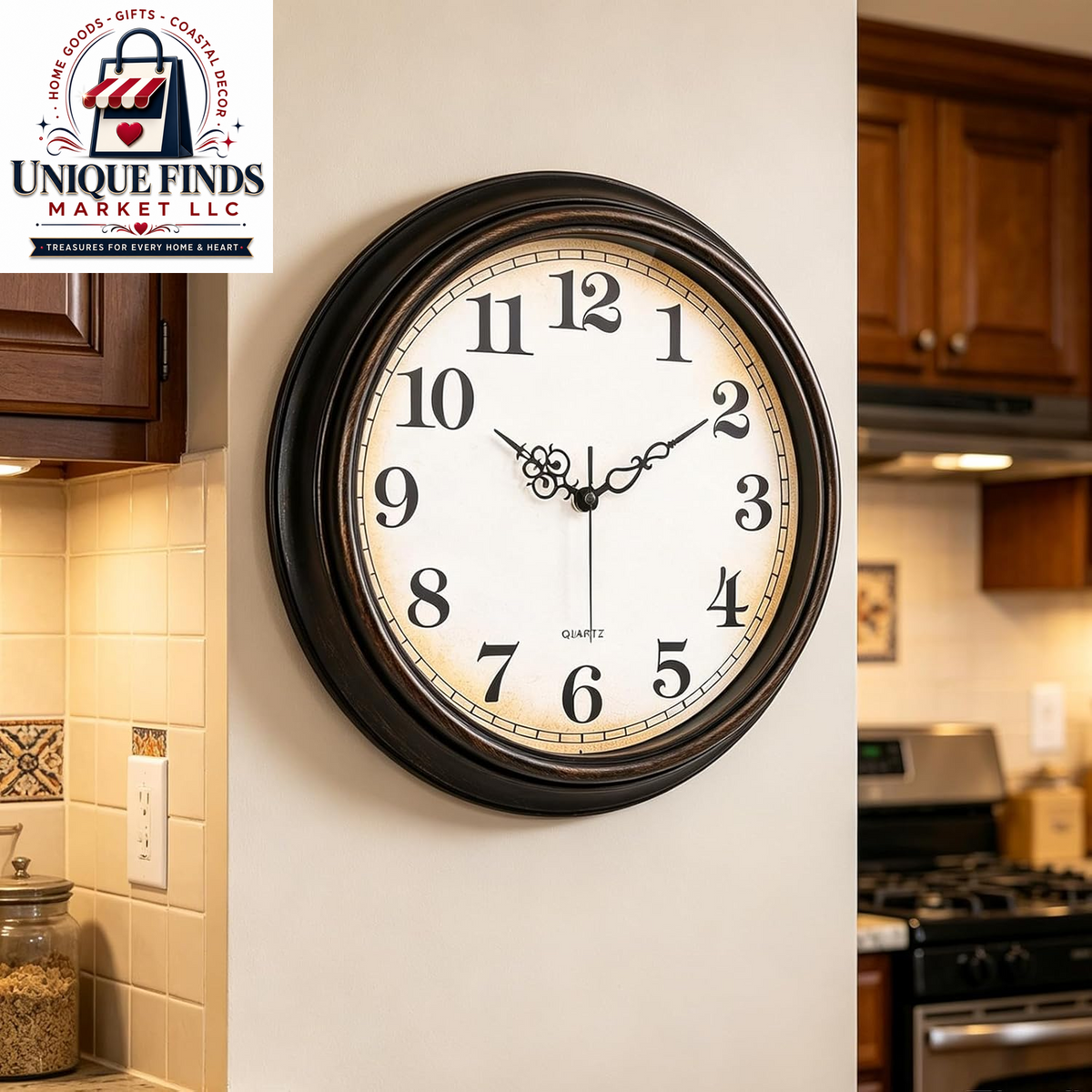 Yoiolclc 16-Inch Silent Non-Ticking Vintage Wall Clock - Battery Operated for Living Room, Office, and School (Bronze Finish)