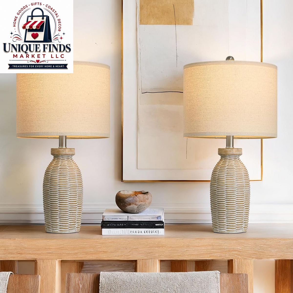 G-SAFAVA Set of 2 Table Lamps for Living Room and Bedroom, 22.75" Bedside Lighting