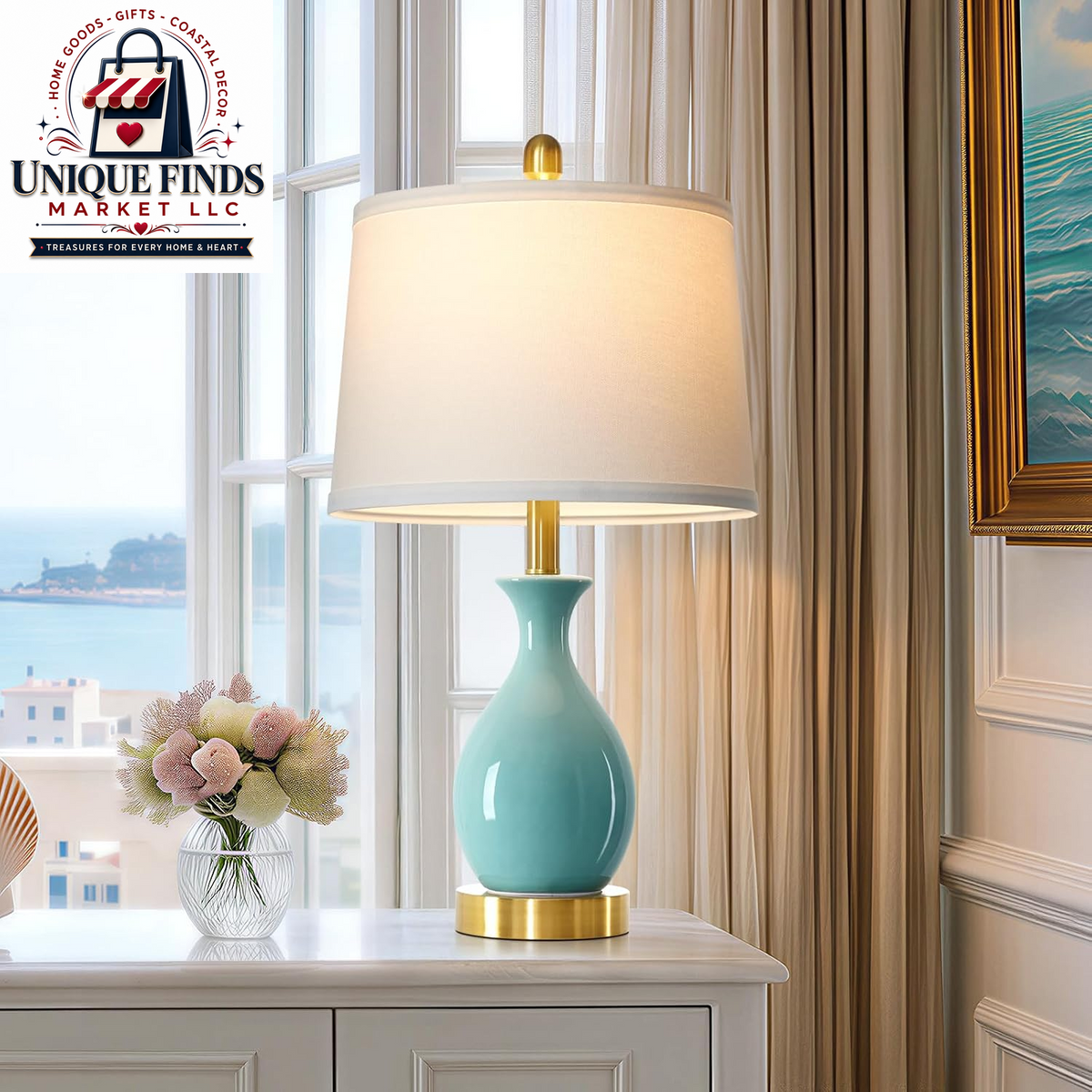 Set of 2 Sage Green 24.5" Ceramic Table Lamps for Bedroom and Living Room, Ideal for Nightstands and End Tables (Includes 2 LED Bulbs)