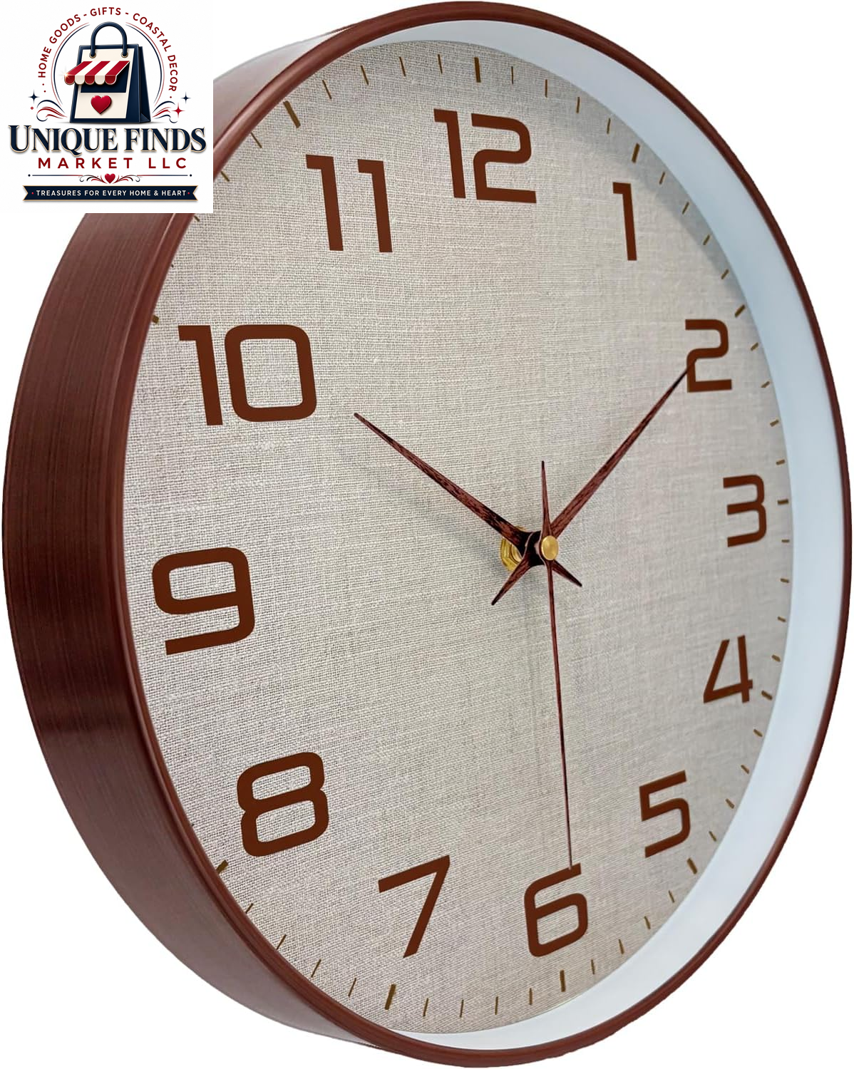 Contemporary 12-Inch Battery-Operated Silent Quartz Wall Clock with Large Easy-to-Read Numbers and Tempered Glass for Home and Office Decor