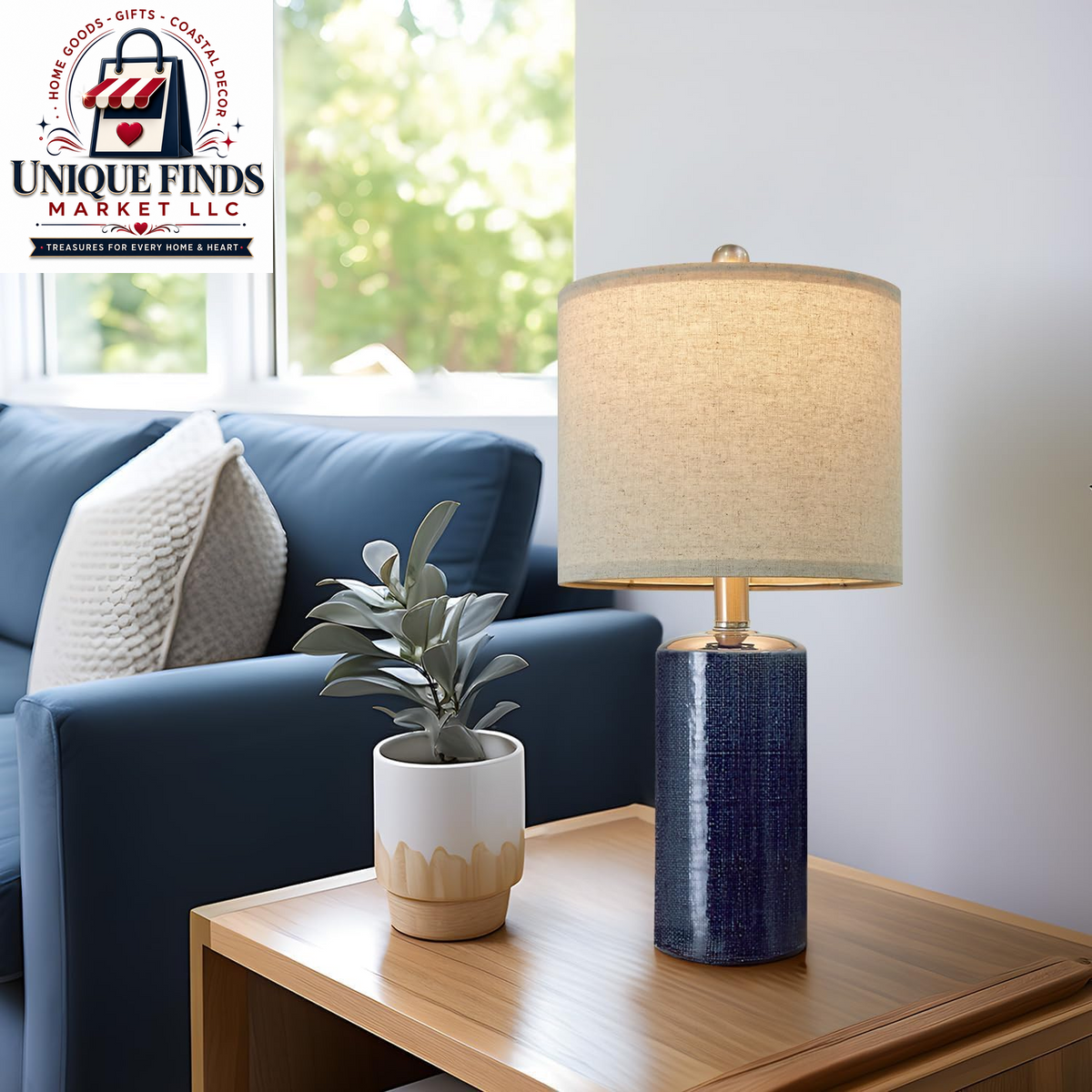 Small Table Lamps Set of 2 for Living Room 20.25" Blue Lamps Bedside Lamps