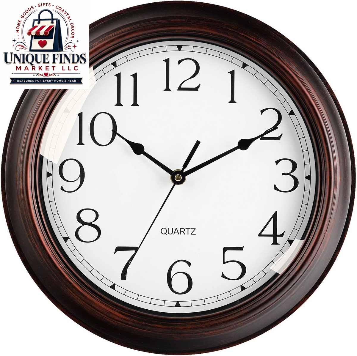 KECYET 12-Inch Battery-Operated Silent Wall Clock for Living Room