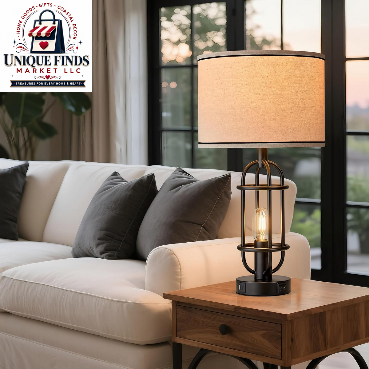 Reaketon Set of 2 Black 22.3” Farmhouse Table Lamps for Living Room