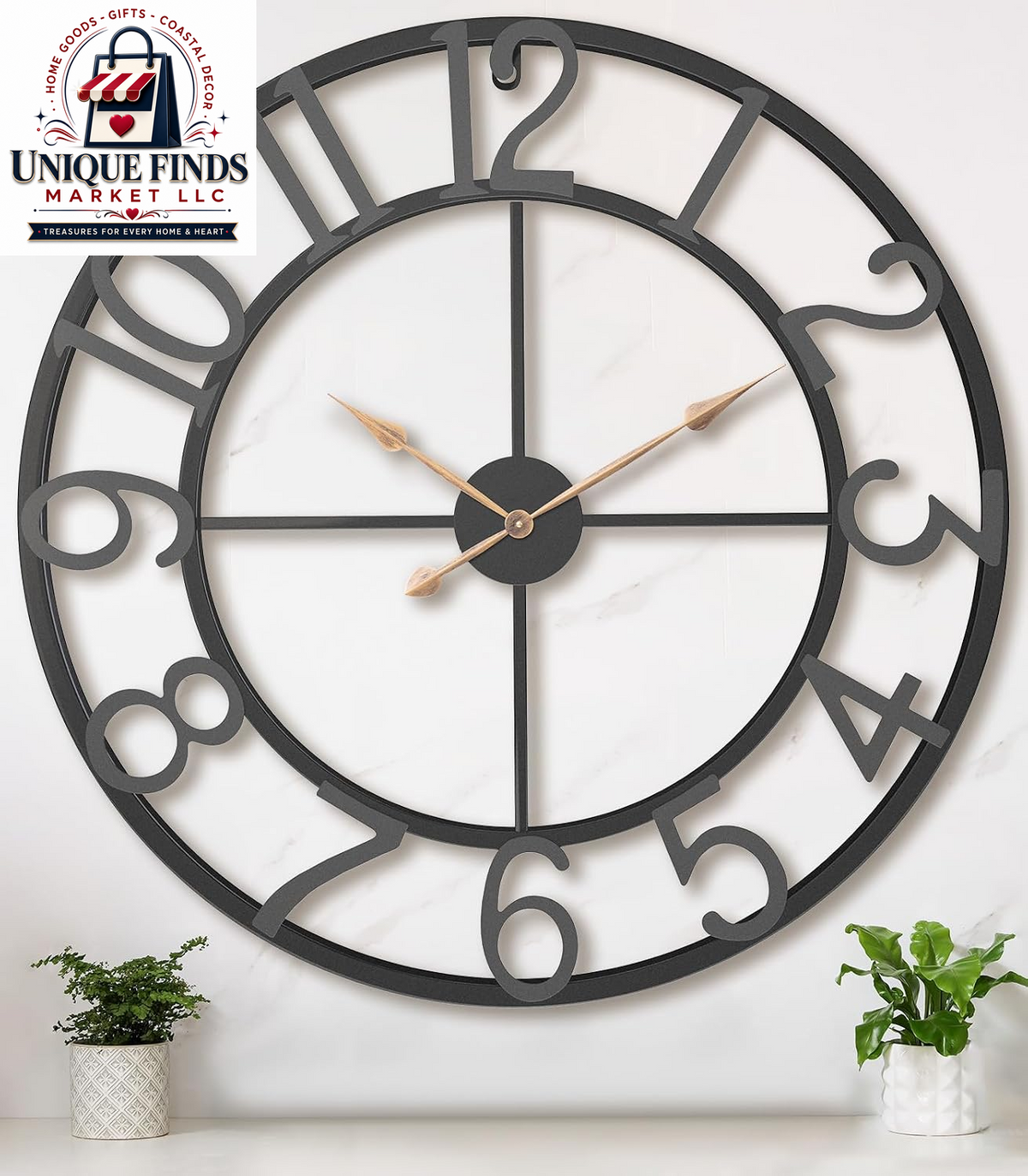 Pytha Sight 14-Inch Metal Wall Clock with Roman Numerals for Living Room Decor