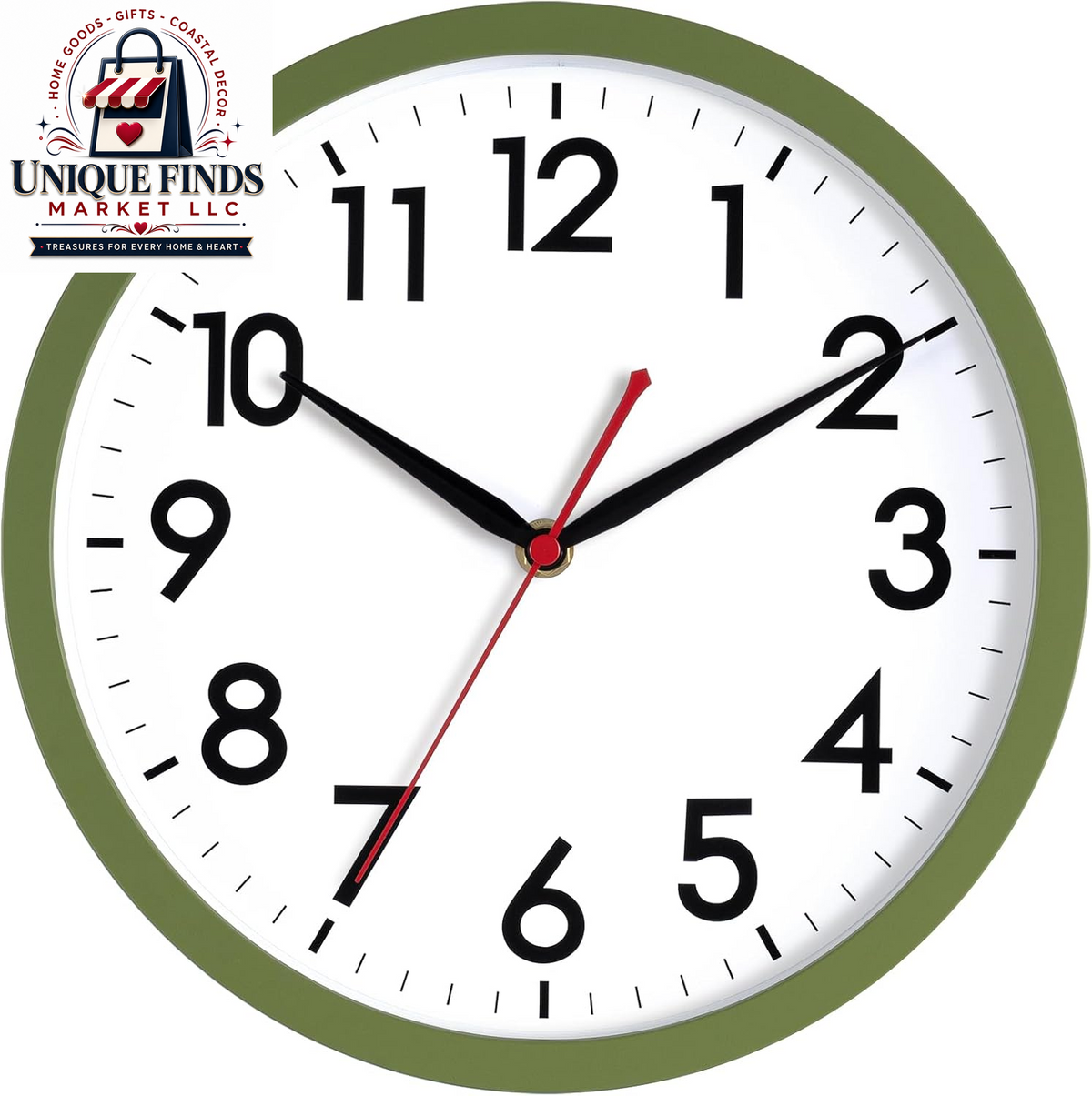 AKCISOT 12-Inch Silent Battery-Operated Analog Wall Clock in Silver