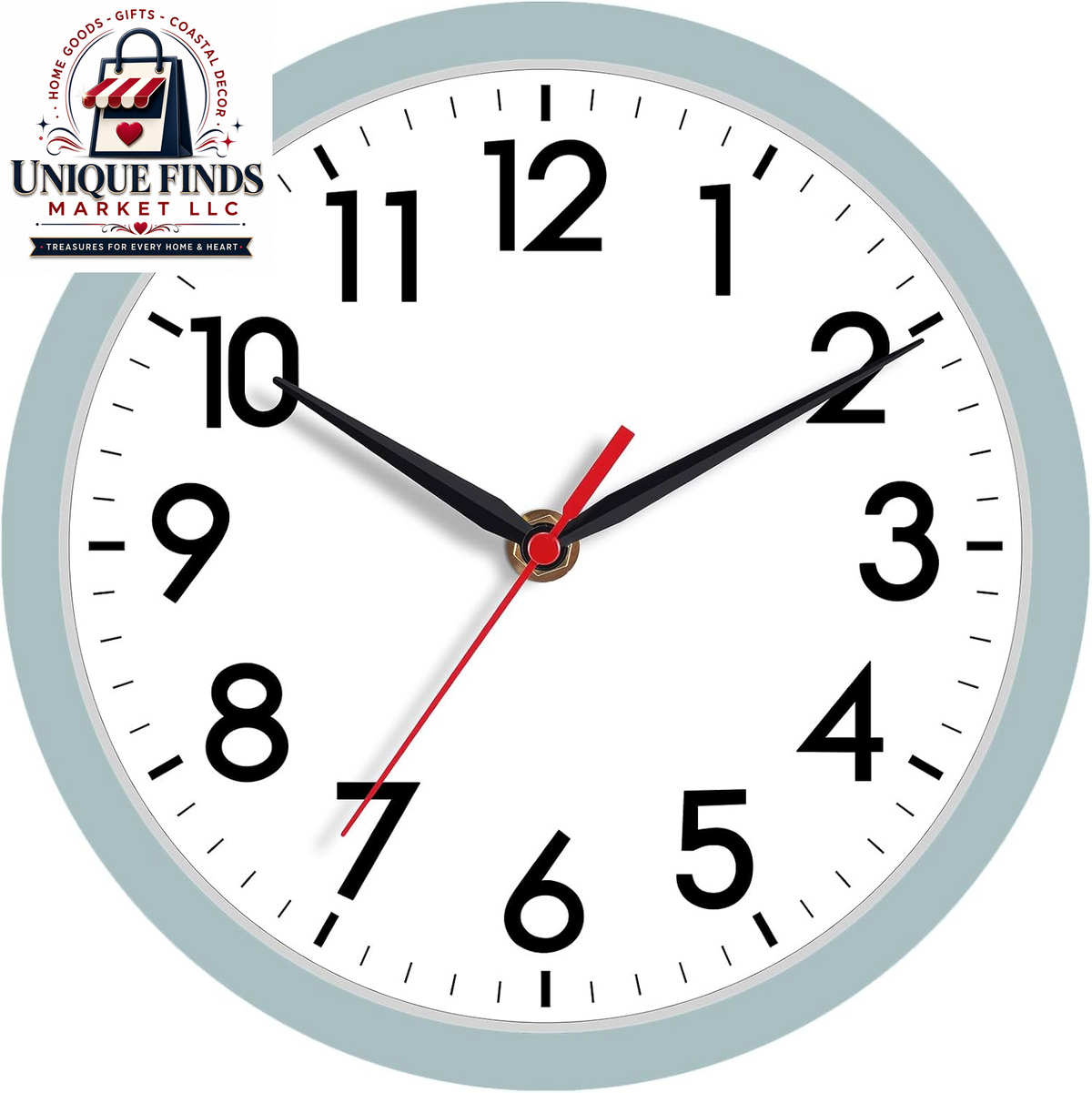 AKCISOT 12-Inch Silent Battery-Operated Analog Wall Clock in Silver