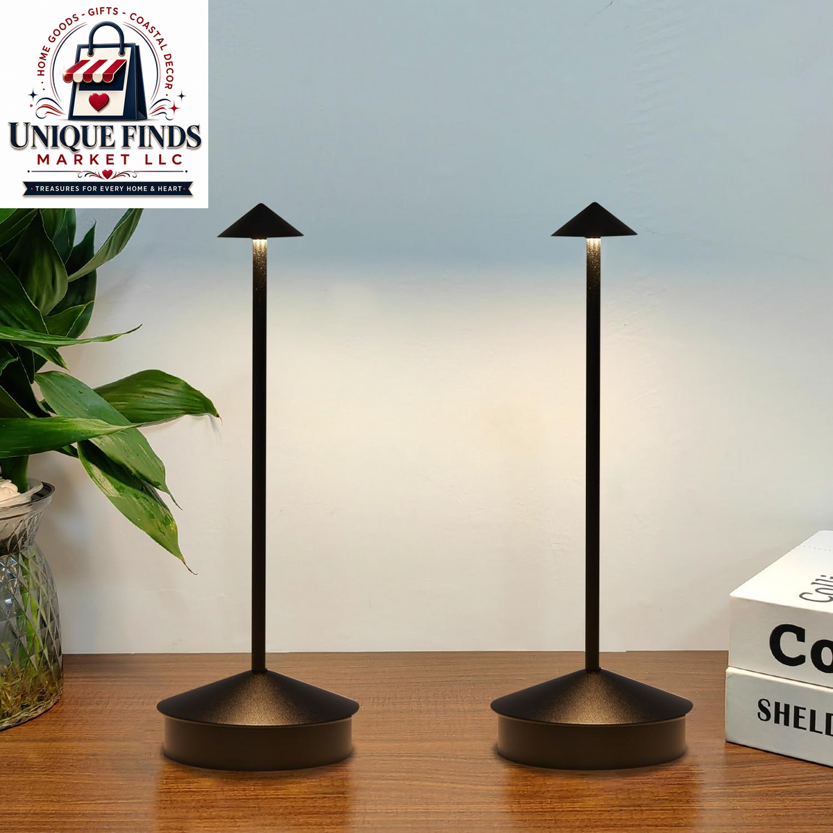 2-Pack Rechargeable Aluminum Cordless Table Lamps with 6000mAh Battery, Waterproof and Dimmable LED Touch Lamps for Outdoor and Restaurant Use