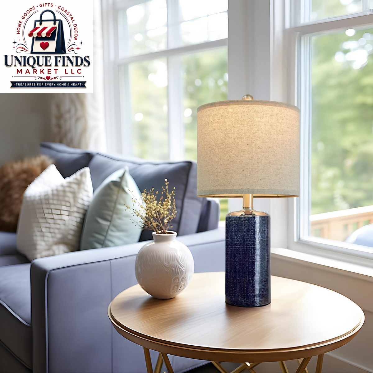 Small Table Lamps Set of 2 for Living Room 20.25" Blue Lamps Bedside Lamps