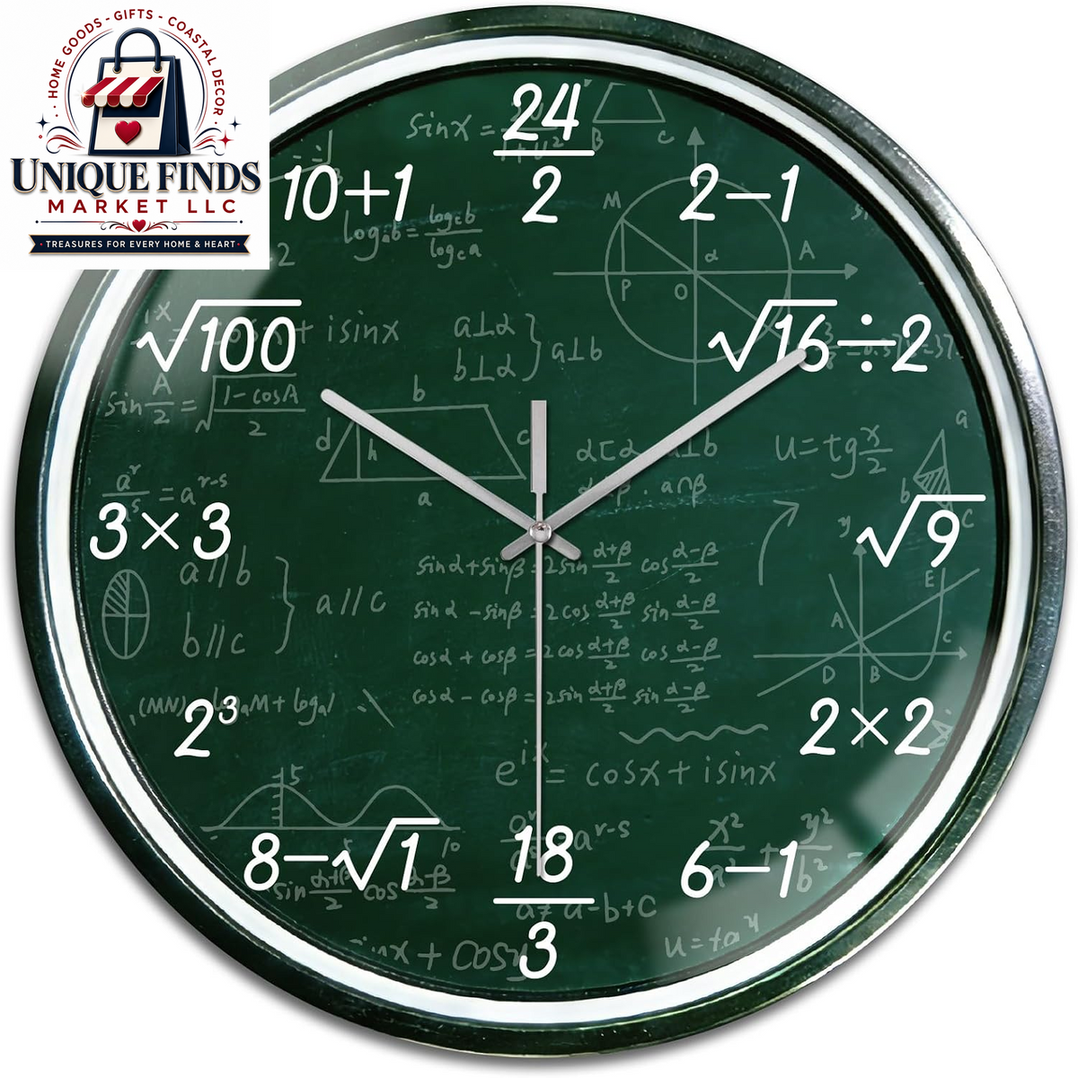 Peacoblue 12" Round Battery-Operated Marble Pattern Wall Clock