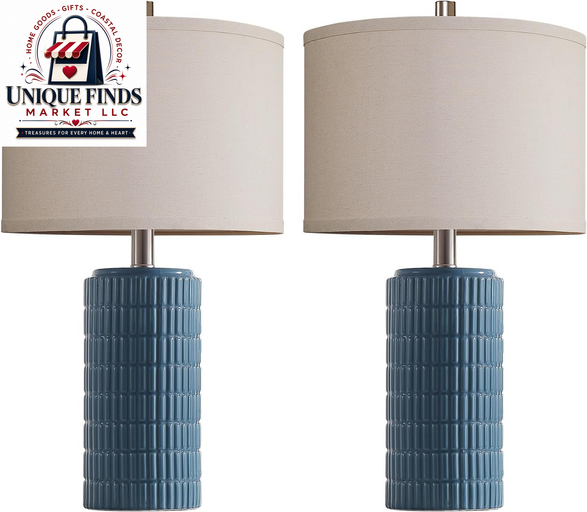AIEAMPDO 23-Inch Set of 2 Farmhouse Ceramic Table Lamps for Living Room Decor