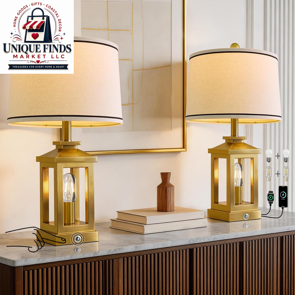 Set of 2 Modern 23.75" Table Lamps for Living Room and Bedroom Nightstands
