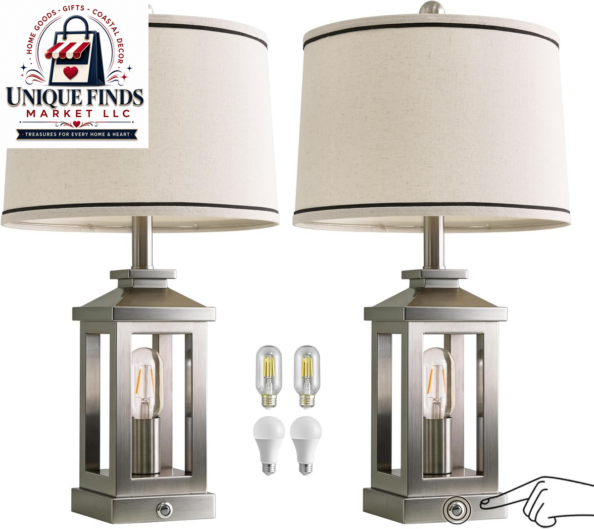 Set of 2 Modern 23.75" Table Lamps for Living Room and Bedroom Nightstands