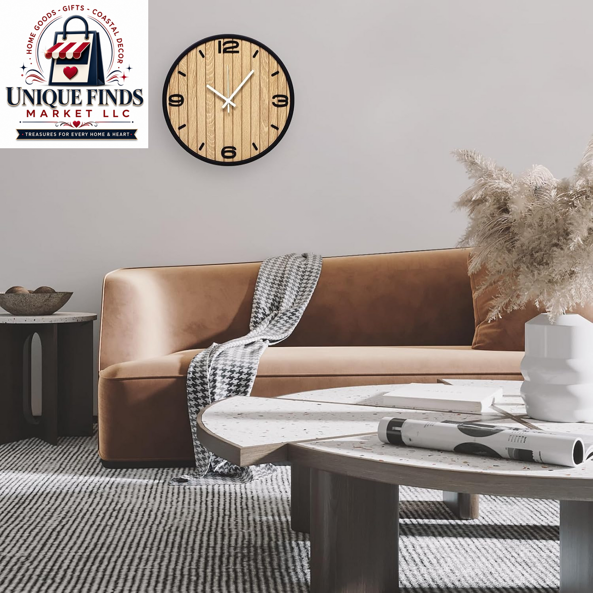 12-Inch Battery-Operated Wooden Wall Clock - Non-Ticking Quartz Analog Clock for Home and Classroom Decor - Easy to Install and Read