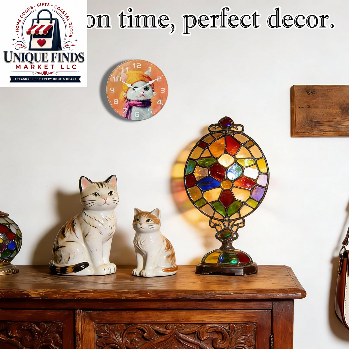 Elegant 8-Inch Cat-Themed Glass Wall Clock - Battery Operated, Silent Non-Ticking Analog Design for Home and Office Decor