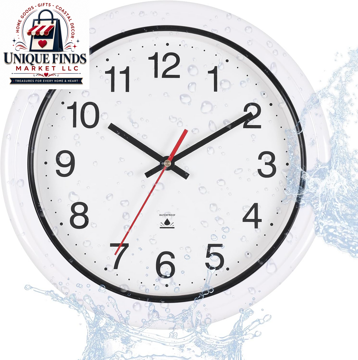 16-Inch Waterproof Outdoor Wall Clock with Temperature Display for Patio and Garden Use