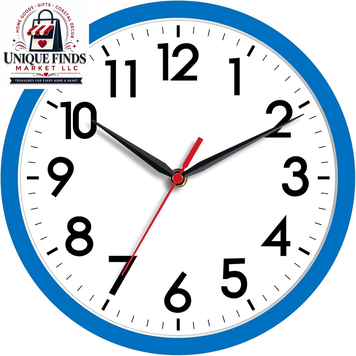 AKCISOT 12-Inch Silent Battery-Operated Analog Wall Clock in Silver