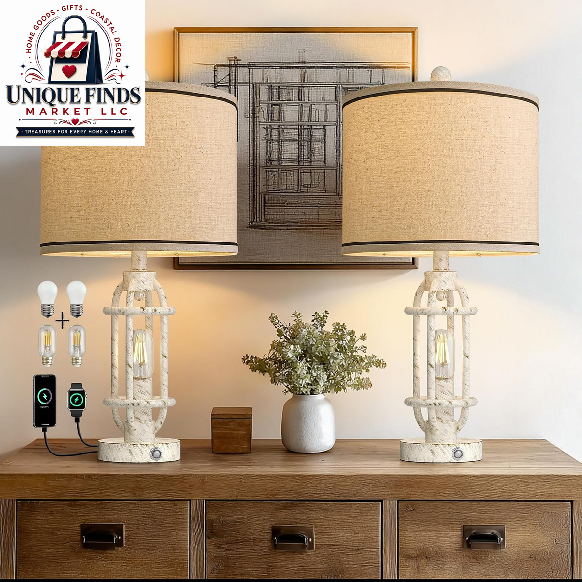 Set of 2 Modern 23.75" Table Lamps for Living Room and Bedroom Nightstands