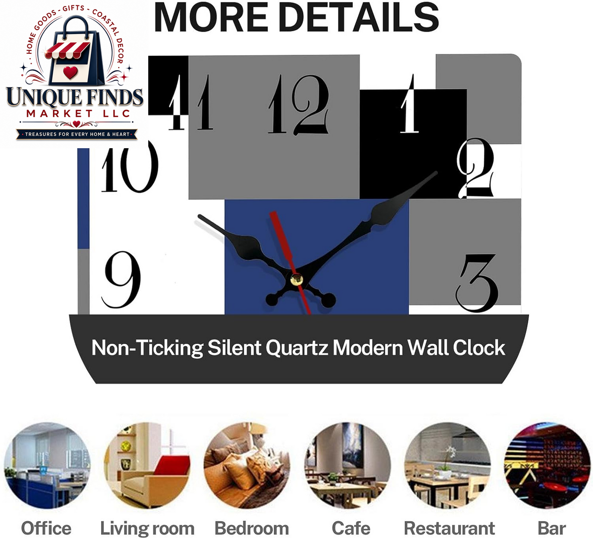 Artsocket 12" Silent Non-Ticking Square Wall Clock in Abstract Rustic Design