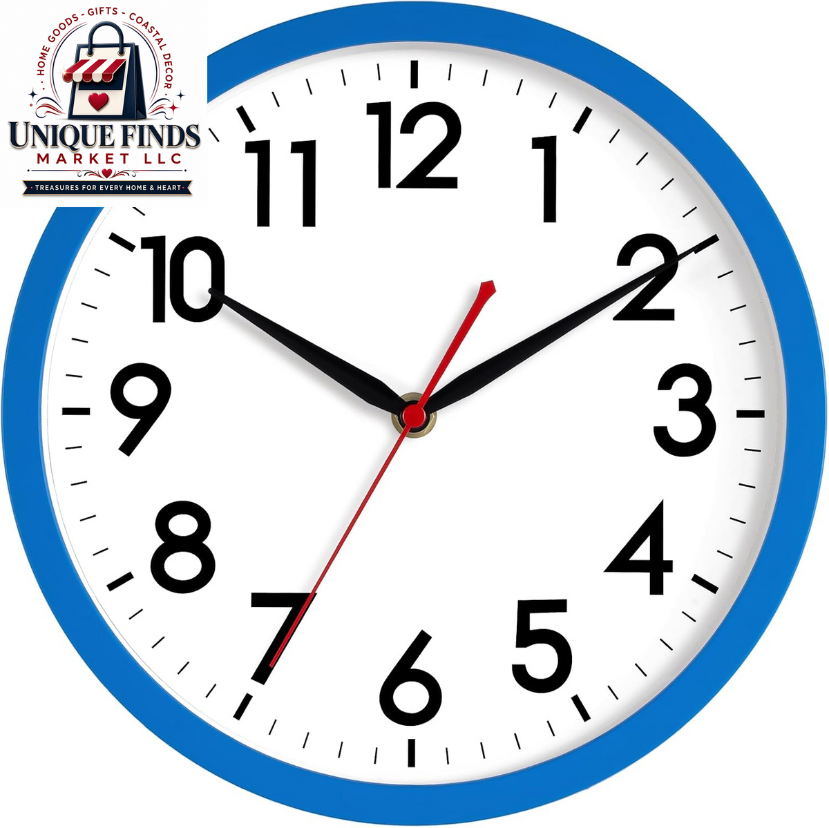 AKCISOT 12-Inch Silent Battery-Operated Analog Wall Clock in Silver
