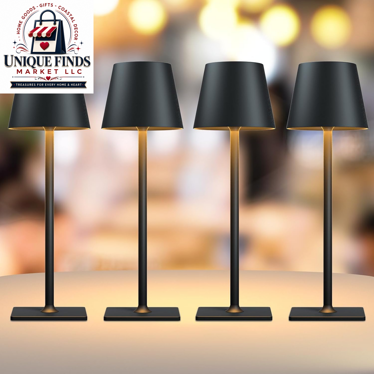 Yogaret Black Cordless Table Lamps with 6000mAh Rechargeable Battery - Set of 2