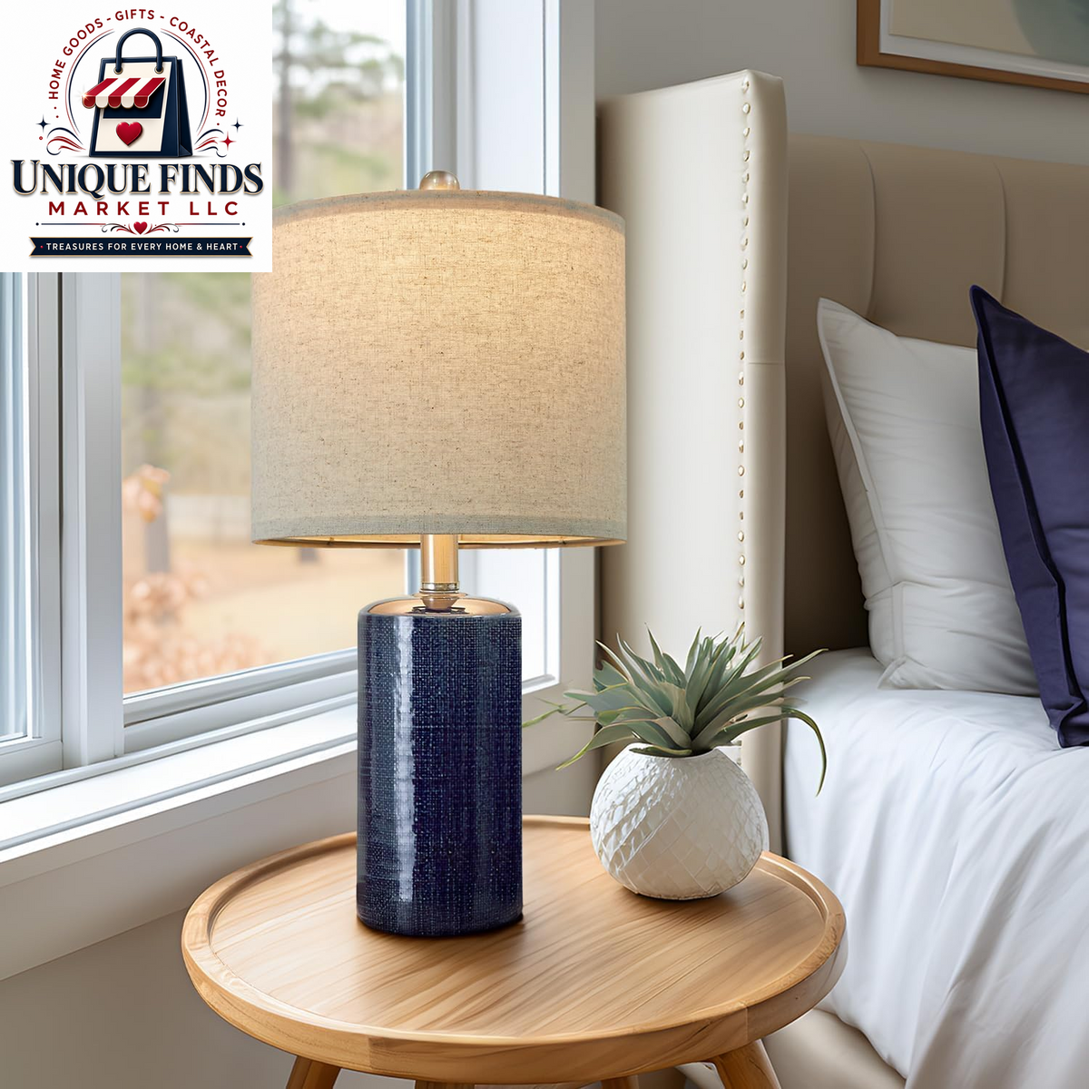 Small Table Lamps Set of 2 for Living Room 20.25" Blue Lamps Bedside Lamps
