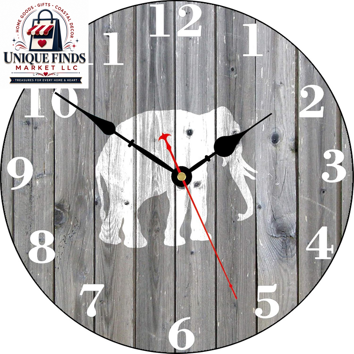 TAHEAT 14-Inch Nautical-Inspired White Anchor Pattern Wall Clock, Silent Non-Ticking Mechanism, Retro Wooden Design with Arabic Numerals, Easy-to-Read for Kitchen, Living Room, and Bedroom