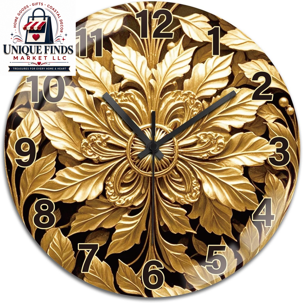 Peacoblue 12" Round Battery-Operated Marble Pattern Wall Clock