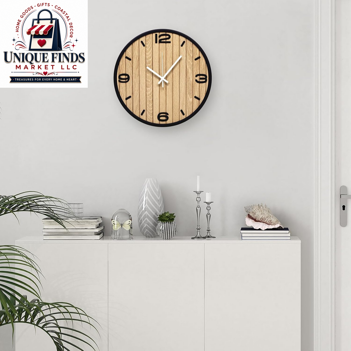 12-Inch Battery-Operated Wooden Wall Clock - Non-Ticking Quartz Analog Clock for Home and Classroom Decor - Easy to Install and Read