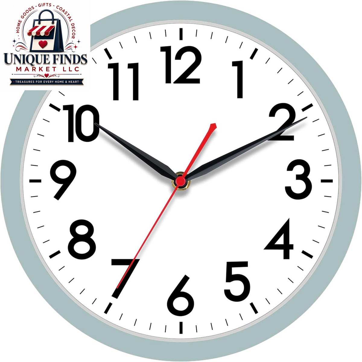 AKCISOT 12-Inch Silent Battery-Operated Analog Wall Clock in Silver
