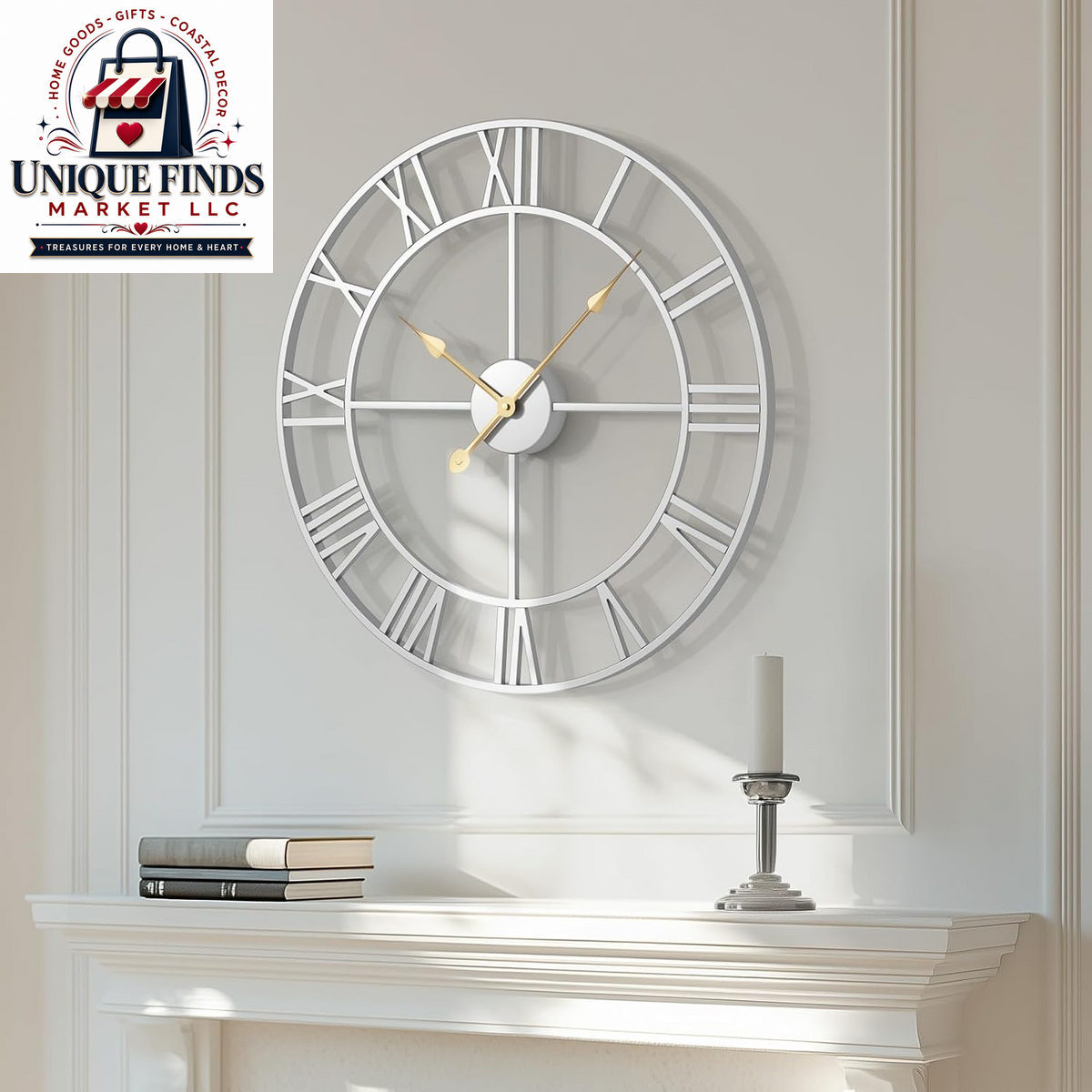 Cuspin 24-Inch Gold Metal Wall Clock for Elegant Living Room Decor