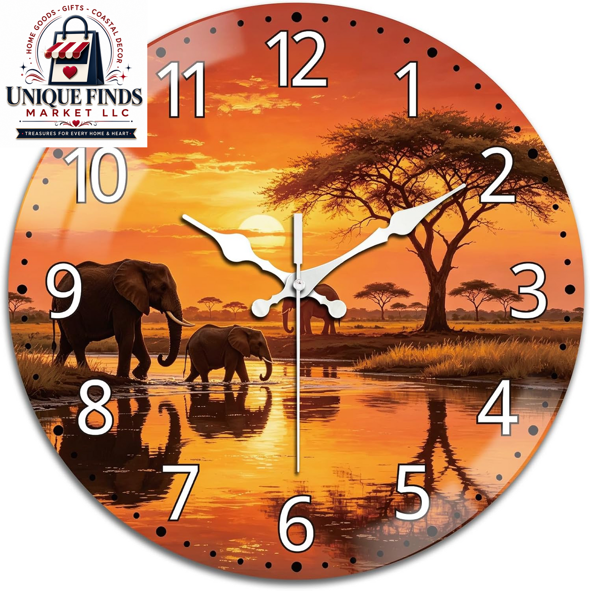 Peacoblue 12" Round Battery-Operated Marble Pattern Wall Clock