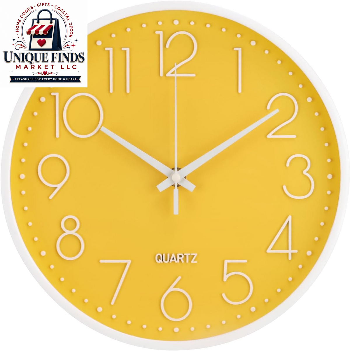 12-Inch Non-Ticking Silent Quartz Wall Clock with Red Stereoscopic Dial - Modern Round Design for Home, Office, School, Living Room, Bedroom, and Kitchen Decor