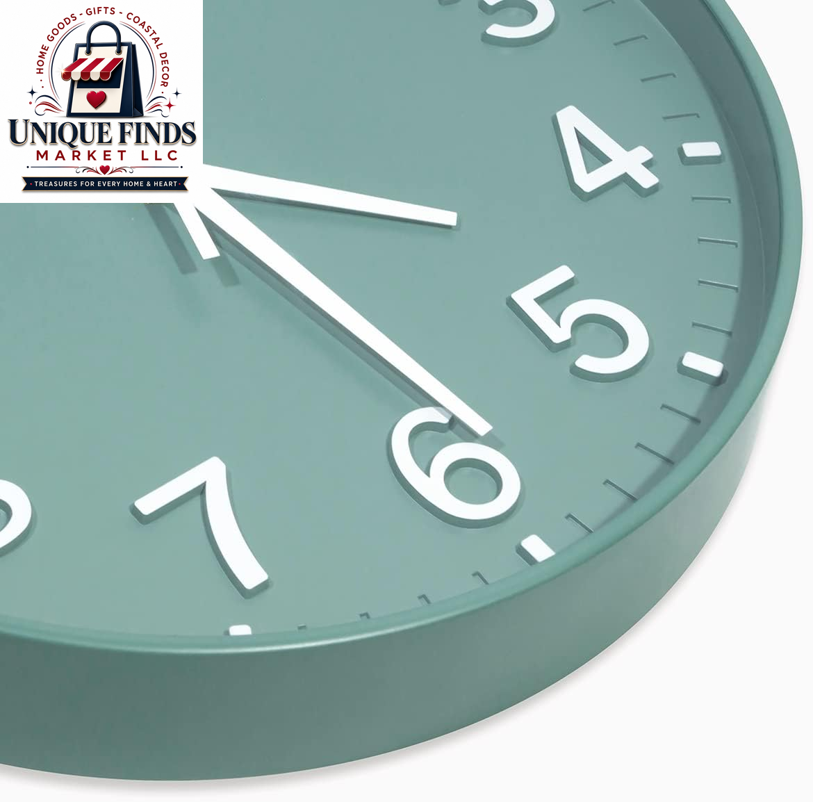 HZDHCLH 12-Inch Battery Operated Silent Wall Clock in Green