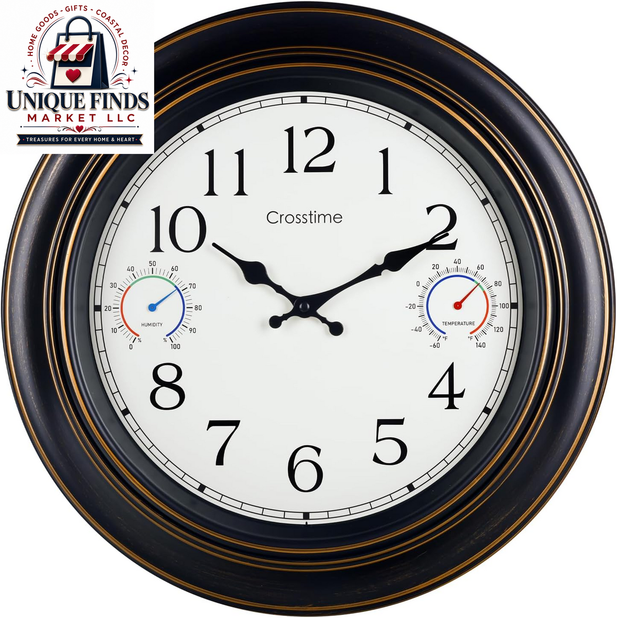 Crosstime 12-Inch Indoor/Outdoor Retro Wall Clock - Battery Operated and Silent, Blue