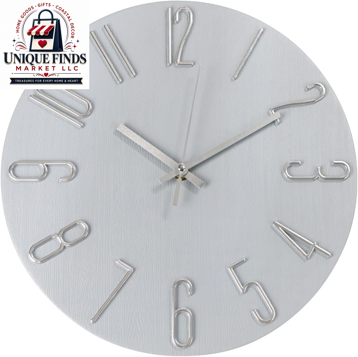 12-Inch Silent Non-Ticking Quartz Wall Clock with Imitation Wood Finish and 3D Figures - Modern Round Decor for Home, Hotel, Office, and School