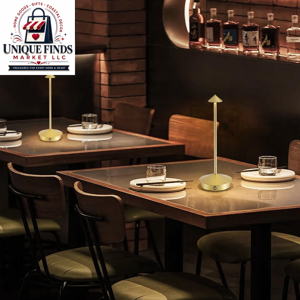 2-Pack Rechargeable Aluminum Cordless Table Lamps with 6000mAh Battery, Waterproof and Dimmable LED Touch Lamps for Outdoor and Restaurant Use