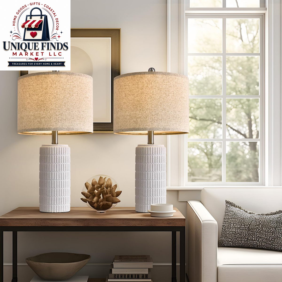 Pokat 23" Blue Ceramic Table Lamps - Set of 2, Traditional Farmhouse Bedside and Living Room Nightstand Lamps