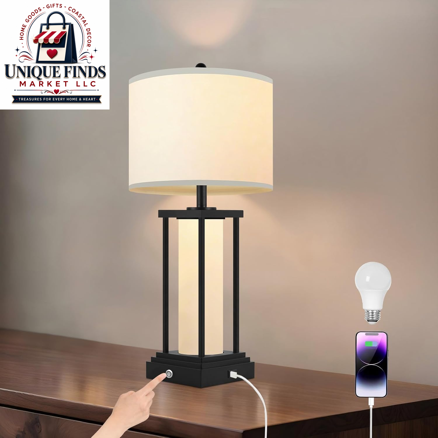 26.8'' Farmhouse Table Lamps, Table Lamps for Livingroom(Bulbs Included)