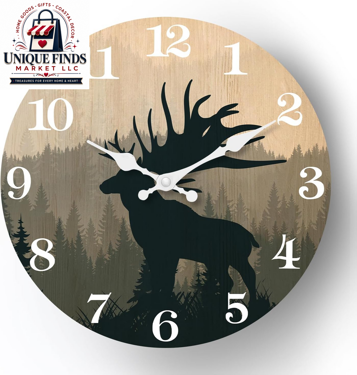 XFM 12-Inch Battery-Operated Rustic Farmhouse Wall Clock with Silent Mechanism